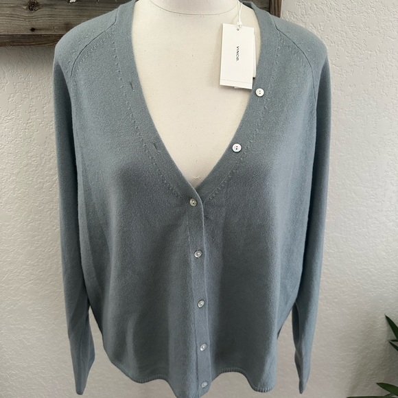 Vince Cashmere Women's Button-Up Cardigan Soft Blue size 1X NWT